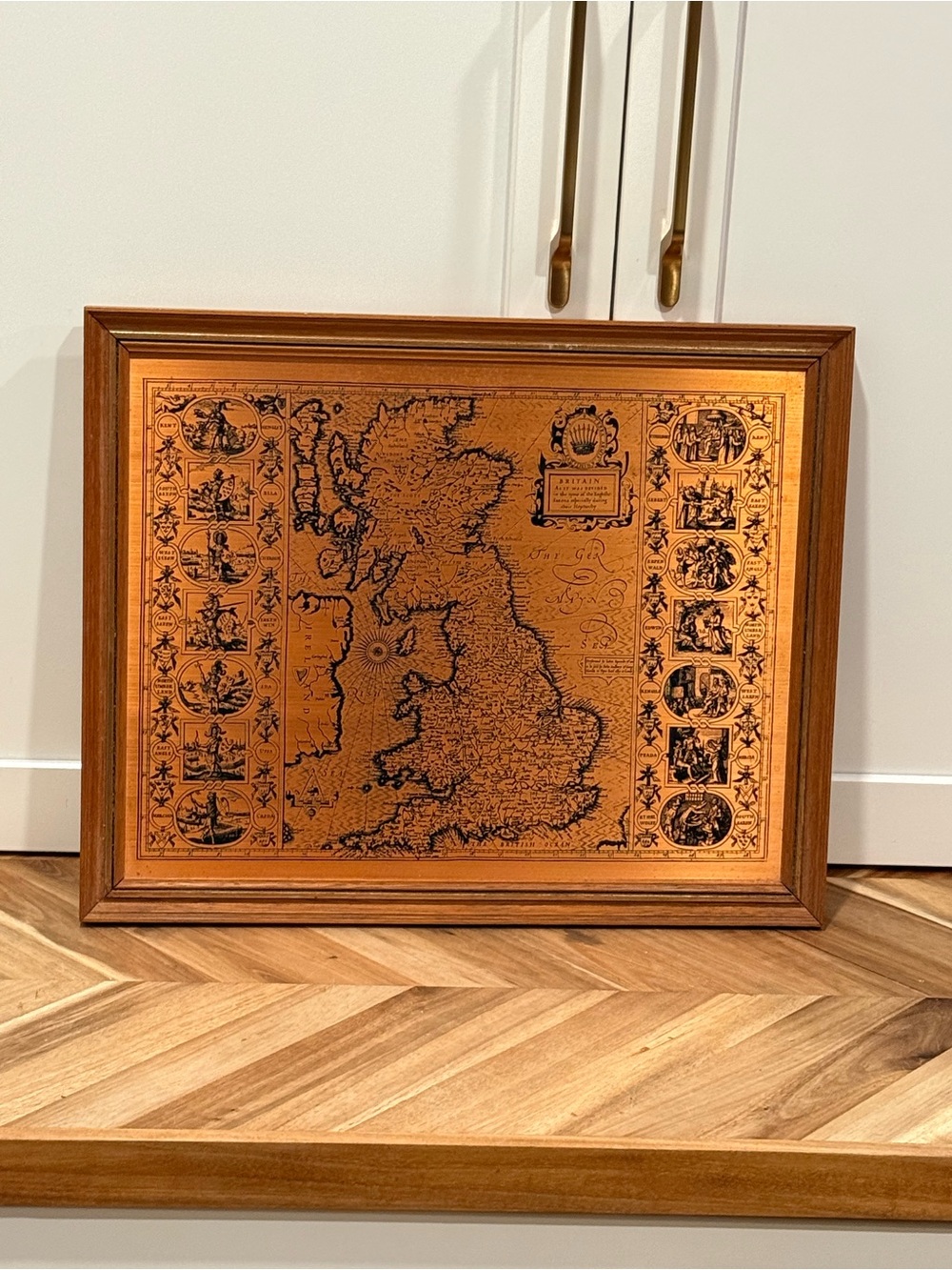 Vintage Copper Map of Britain Coppercraft Copper Etchings 13.5x17
